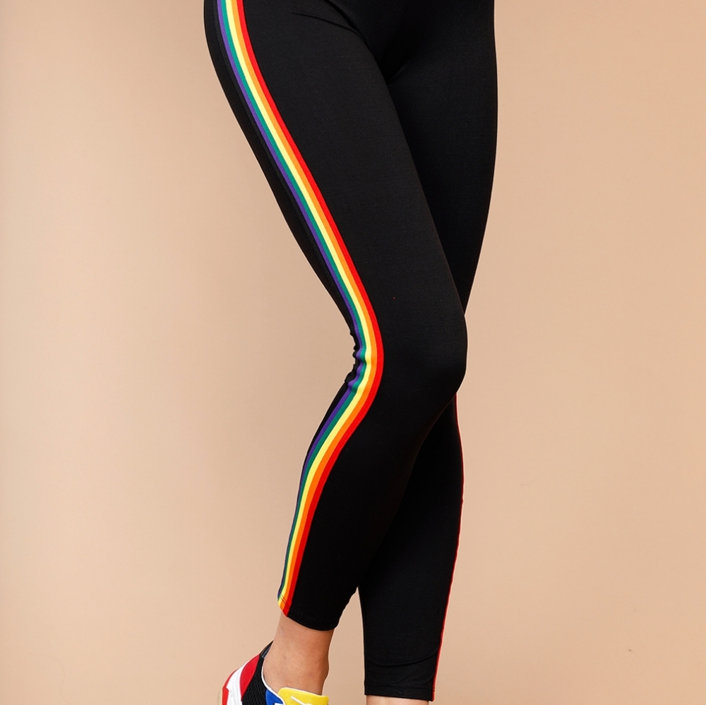 Fashion Nova Rainbow Side Stripe Leggings